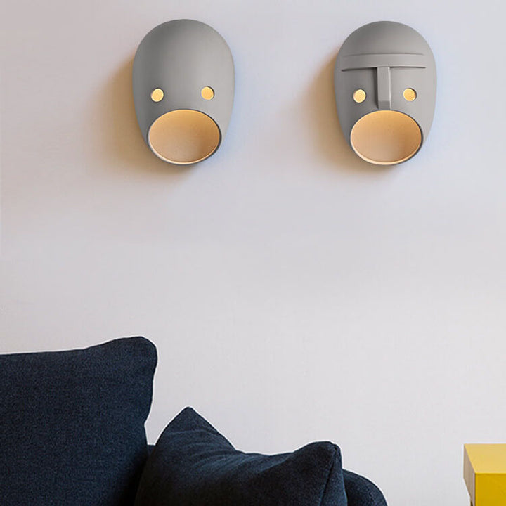 Kreative Harz-Emoji-Maske 1-Licht LED Wandleuchte 