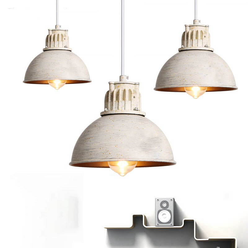 Vintage Industrial Wrought Iron Pot Lid Dome 1-Light Pendant Light