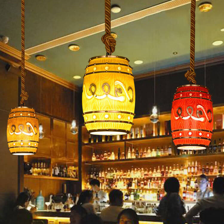 Vintage Wine Barrel Resin 1-Light Pendant Light
