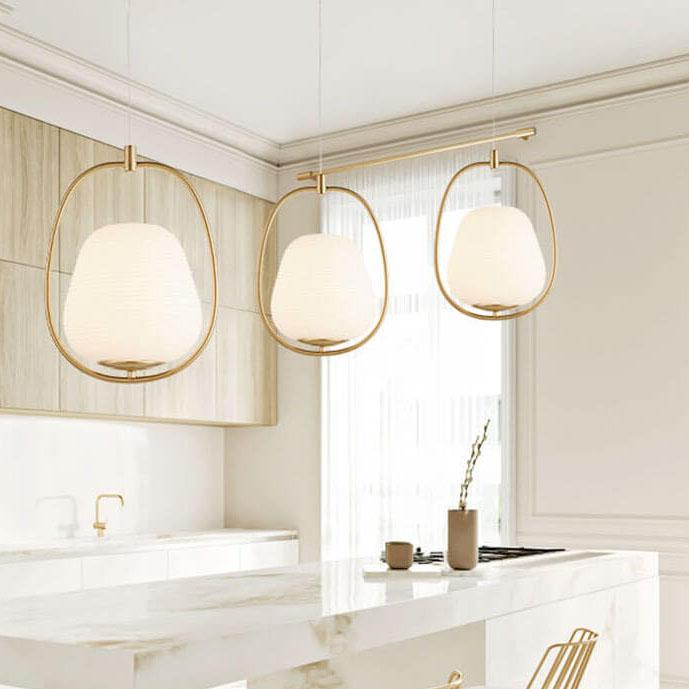 Nordic Creative Oval Glass Ball Gold Ring Pendant Light