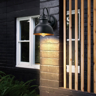 Retro Dome Iron Outdoor Waterproof 1-Light Wall Sconce Lamp