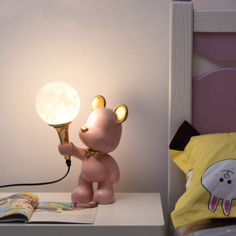 Creative Cartoon Bear Resin 1-Light Night Light Table Lamp