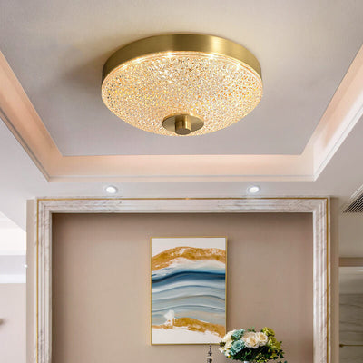 Simple Square Round Acrylic Brass LED Flush Mount Ceiling Light