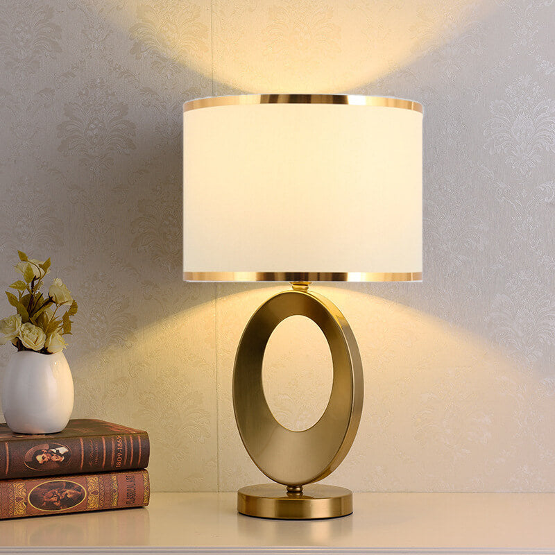 Modern Luxury Fabric Ring Base 1-Light Table Lamp