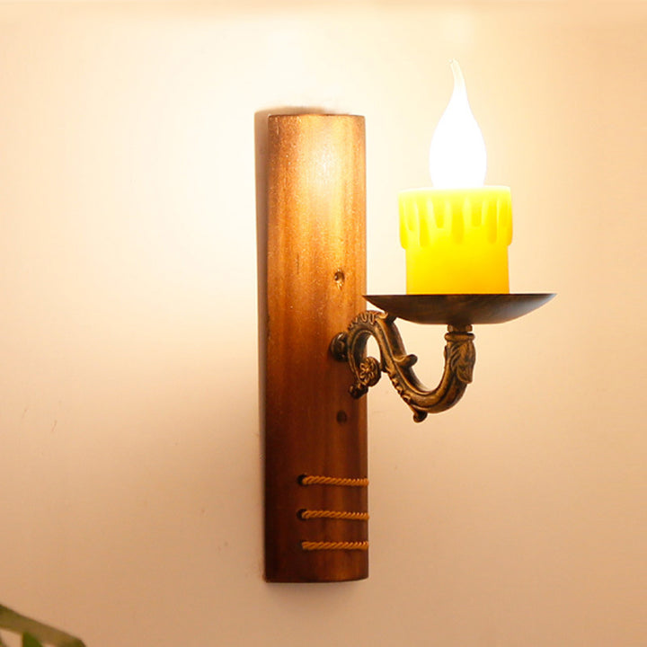 Applique murale à 1 lumière tissée en bambou vintage Candle 