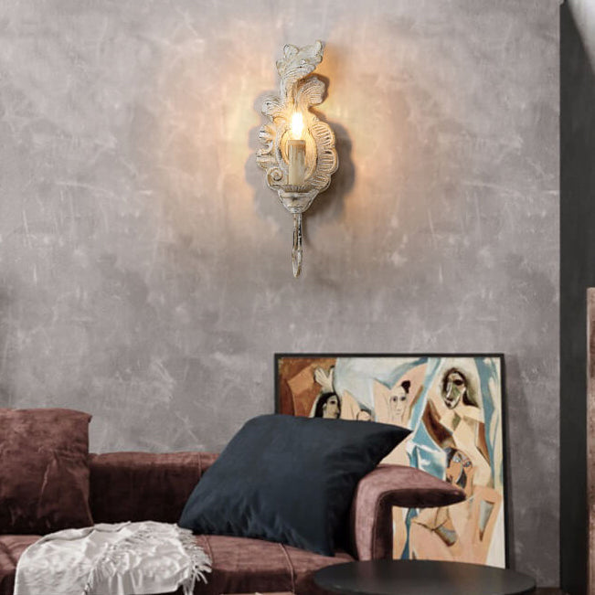 Aplique de pared de 1 luz con candelabro de resina vintage 