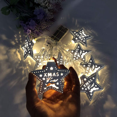 Christmas Pentagram String Lights Christmas Tree Hanging Holiday Courtyard Decoration String Lights