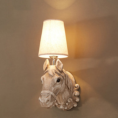 Retro Creative Resin Horse Head 1-Light Wall Sconce Lamp