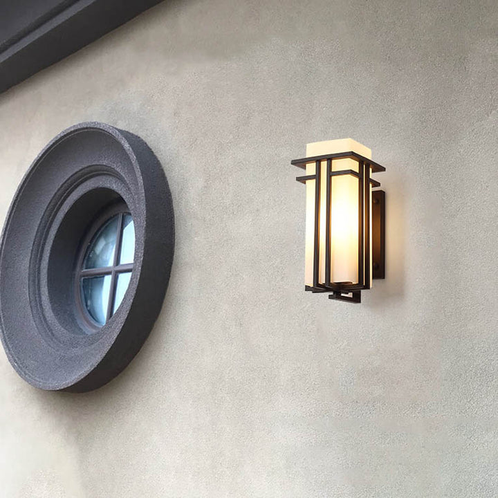 Lámpara Aplique de Pared Exterior Impermeable de 1 Luz de Hierro Cuadrado de Vidrio Moderno 
