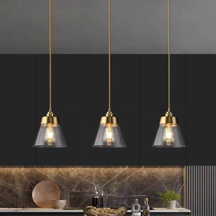 Industrial Brass Glass Bell Shape 1-Light Pendant Light