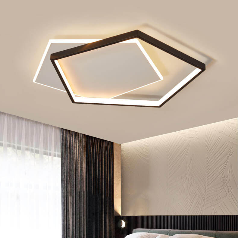 Moderne, minimalistische, fünfeckige LED-Deckenleuchte zur bündigen Montage 