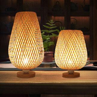 Moderne Bambusweberei Oval 1-Licht Tischlampe 