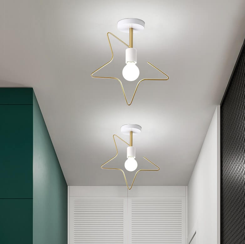 Nordic Creative Star Iron 1-Licht Semi-Flush Mount Deckenleuchte 