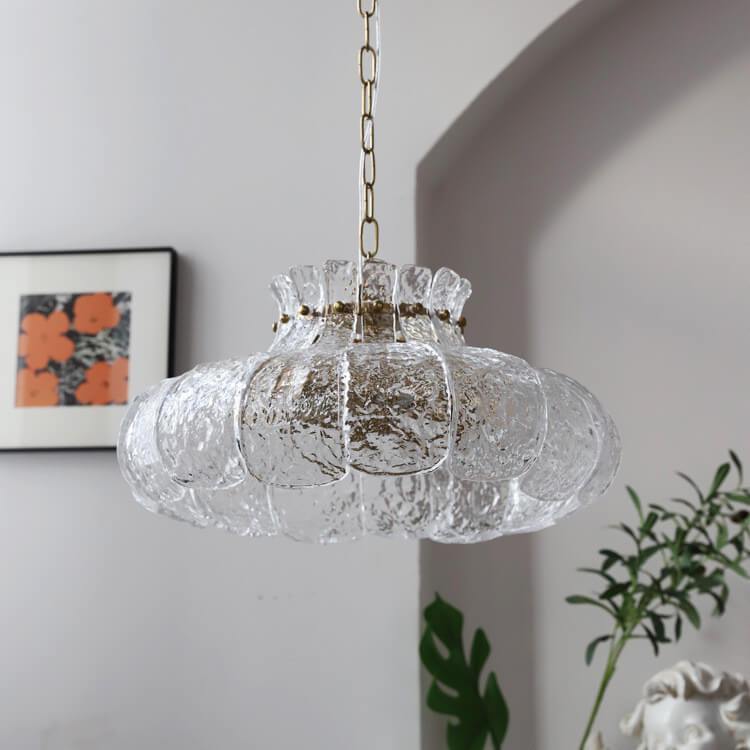 Vintage Ice Melting Glass Pear Shaped 4-Light Chandelier