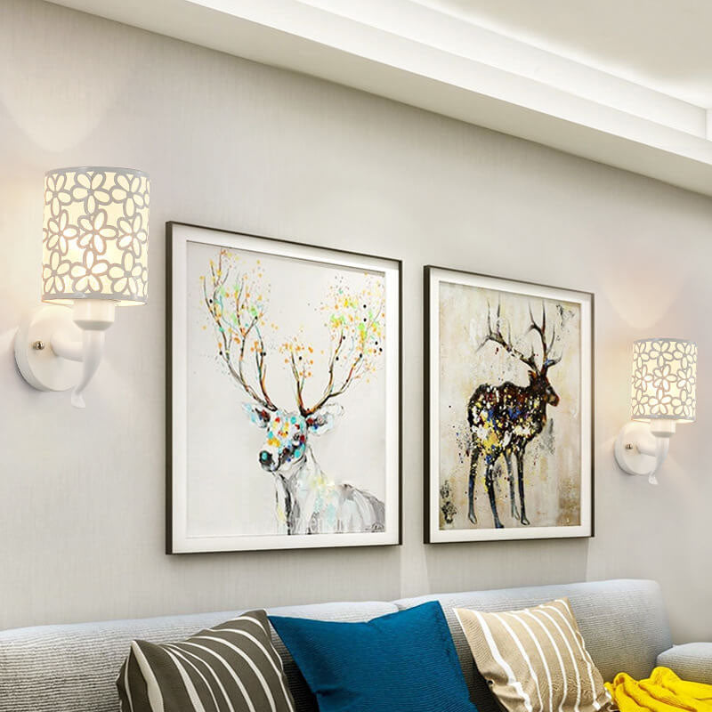 Modern Column Floral Shade 1-Light Wall Sconce Lamp