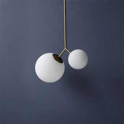 Nordic Milk White Glass Orb 2-Light Chandelier