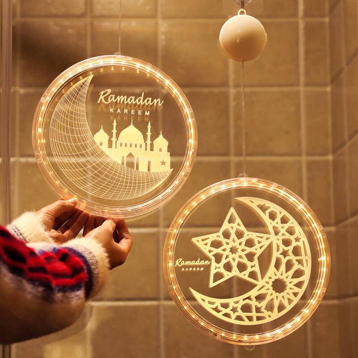 Luz Decorativa de Ventanas LED de Castillo de Luna de Eid Ramadan 
