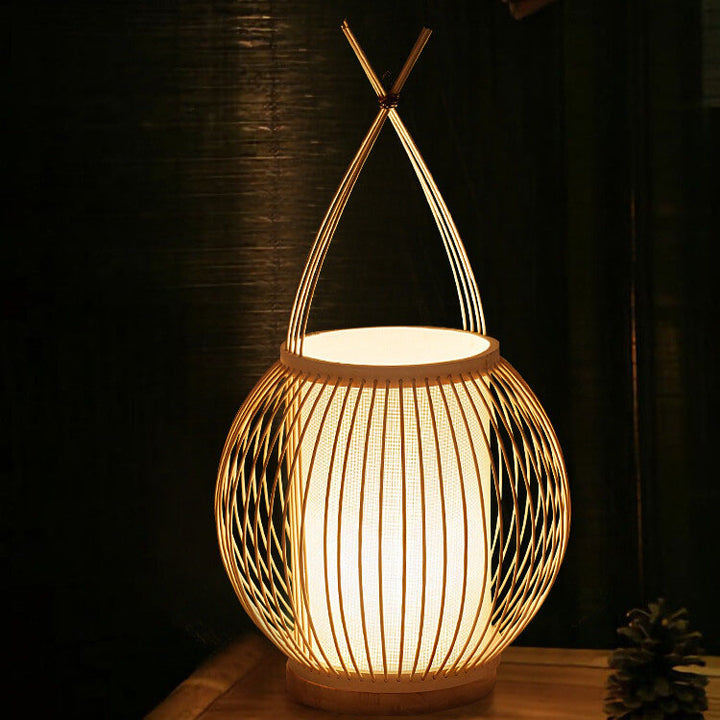 Lampe de Table à 1 Lumière en Tissage de Bambou Moderne 