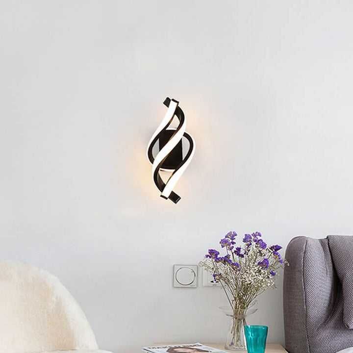 Moderne minimalistische spiralförmige 1-Licht-LED-Wandleuchte für das Schlafzimmer 