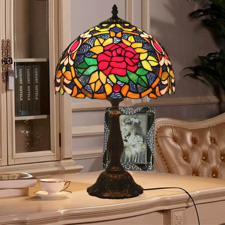 Lámpara de mesa Tiffany European Blooming Flower de 1 luz 