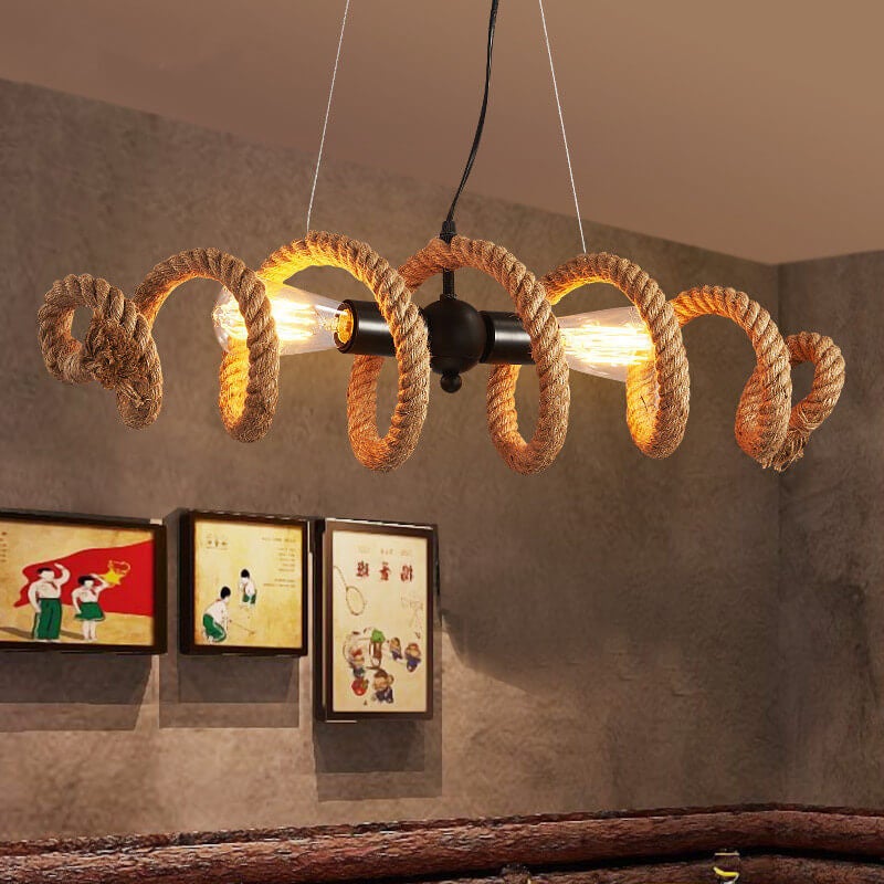 Vintage Weaving Rope Spiral Wave  2-Light Chandelier