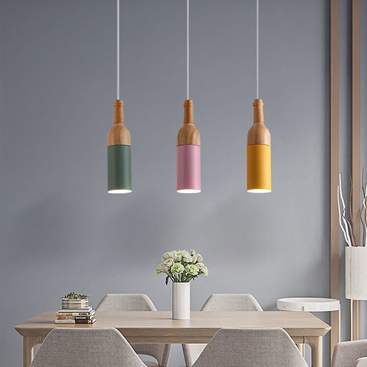 Nordic Creative Macaroon Wine Bottle 1-Light Pendant Light