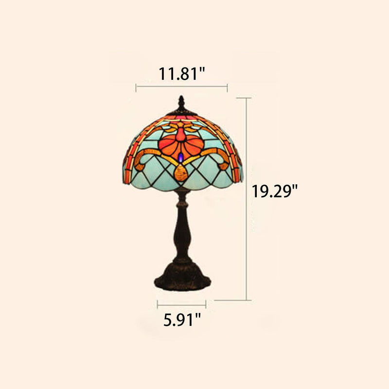 European Tiffany Stained Glass 1-Light Mediterranean Table Lamp