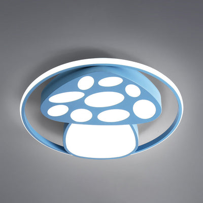 Modern Cartoon Mushroom Circle LED Kids Flush Mount Ceiling Light