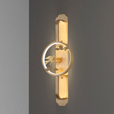 Retro-chinesische runde LED-Wandleuchte mit langem Ring