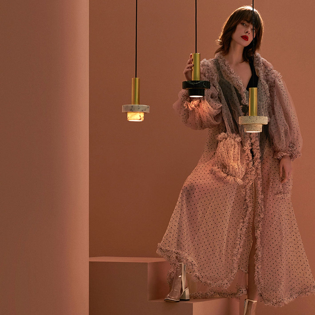 Suspension Luminaire en Métal et Marbre de Luxe Moderne à 1 Lumière 