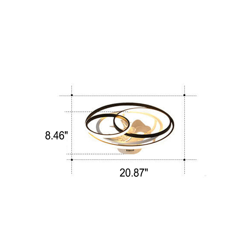 Einfaches kreatives Doppelring-Überlappungs-Design LED-Deckenventilator-Leuchte für flächenbündigen Einbau 