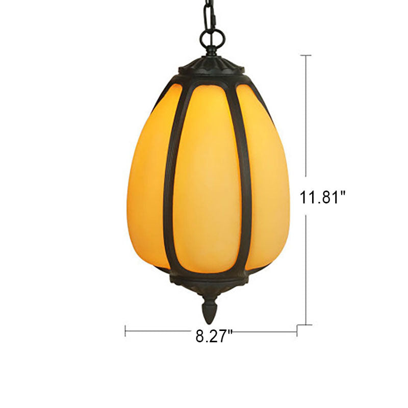 Modern Imitation Jade Shade Pumpkin 1-Light Outdoor Pendant Light