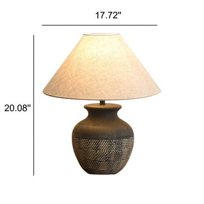 Modern Fabric Round Ceramic 1-Light Table Lamp