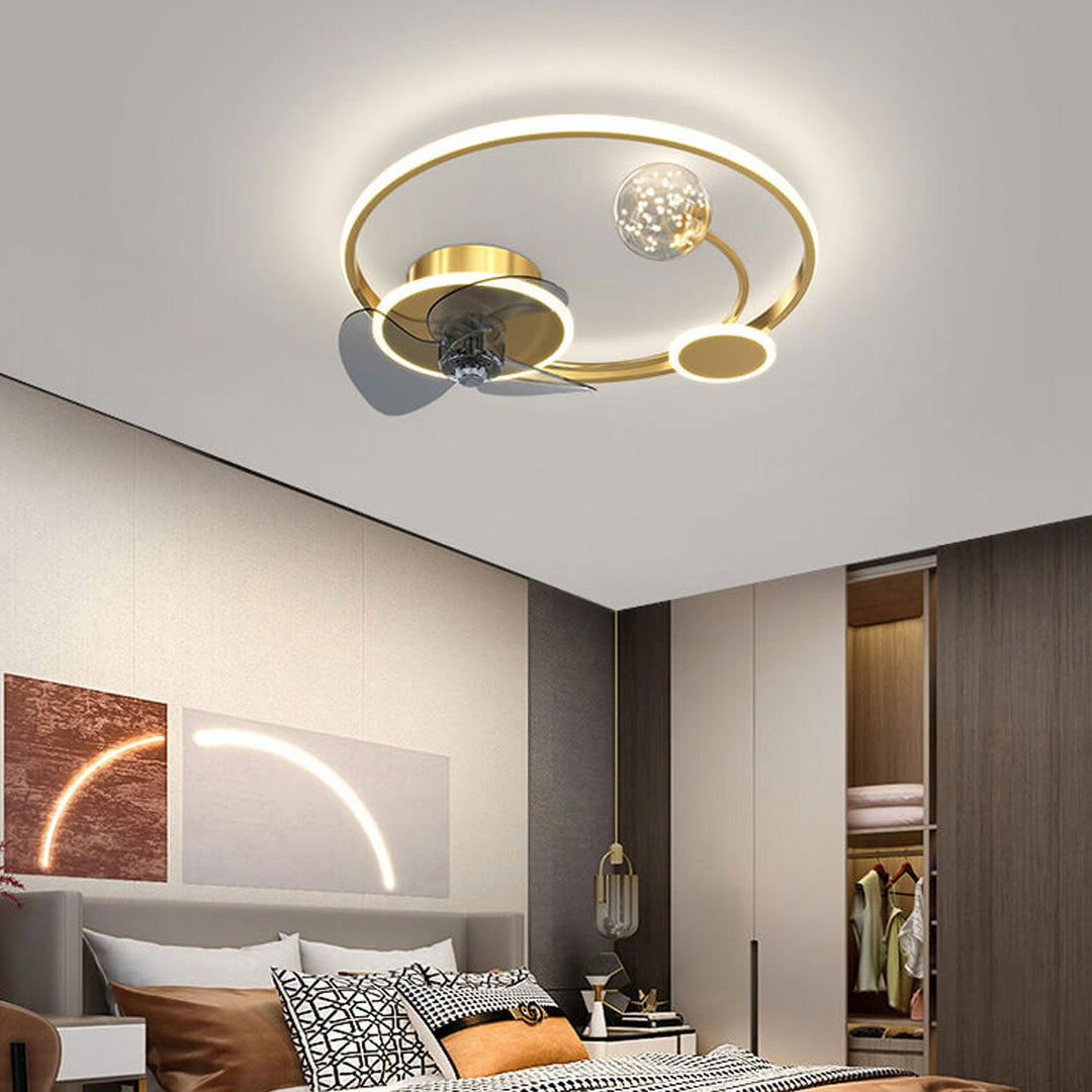 Modern Creative Circle Ball Design LED Flush Mount Ceiling Fan Light