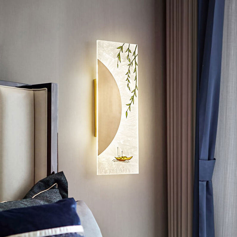 New Chinese Style Full Copper Ultra Thin Mural Design LED Wall Sconce Lamp