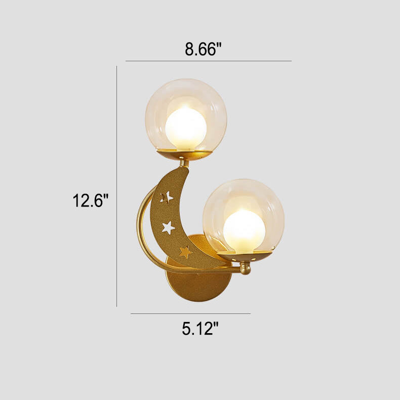 Nordic Creative Glass Globe Lampshade Moon Star Decoration Design 2-Light Wall Sconce Lamp