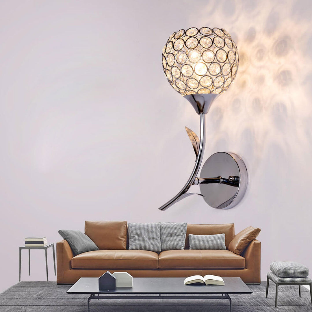 Lámpara de Aplique de Pared Romántica de Cristal Europeo Moderno de 1 Luz 