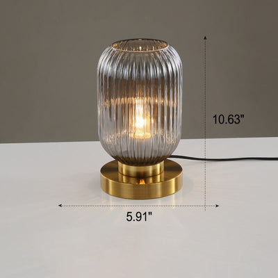 Nordic Striped Glass Oval Design 1-Light Table Lamp