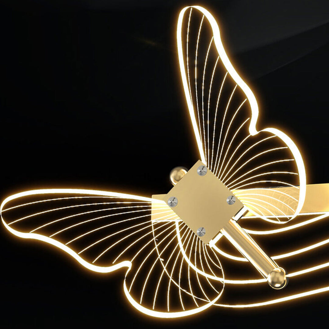 Lustre LED linéaire rond papillon de luxe nordique 