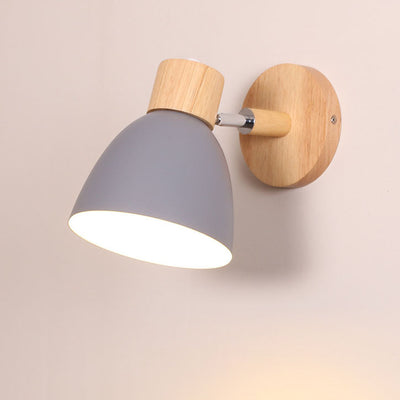 Modern Minimalist Solid Color Macaron Iron Wood 1-Light Wall Sconce Lamp