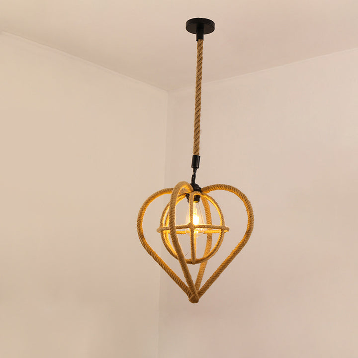 Retro Creative Hemp Rope Weaving 1-Light Pendant Light