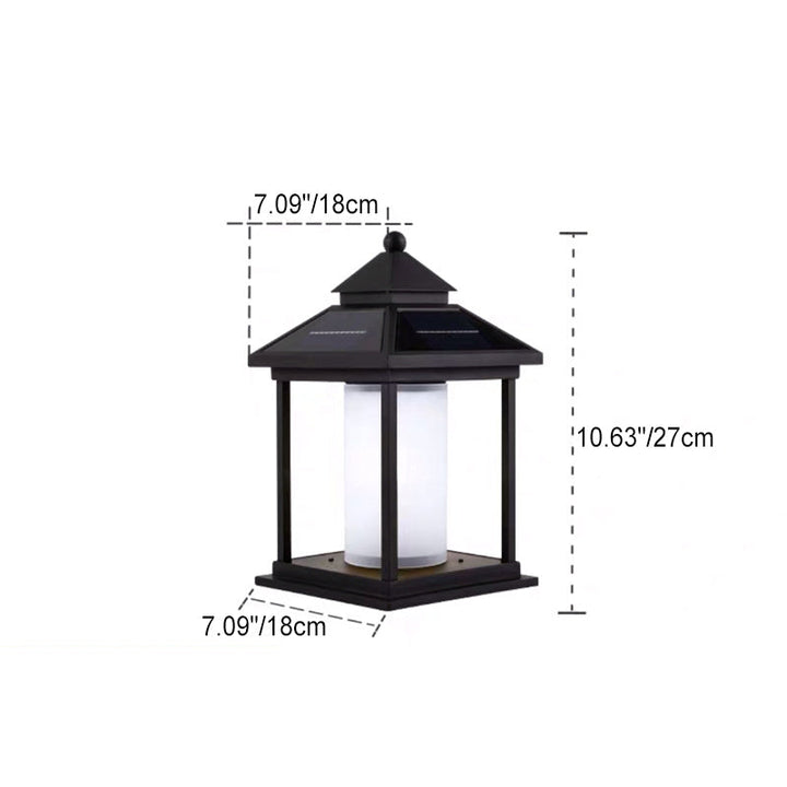 Modern Minimalist Solar Spire Quadrangle Aluminum Acrylic LED Post Head Light For Outdoor Patio