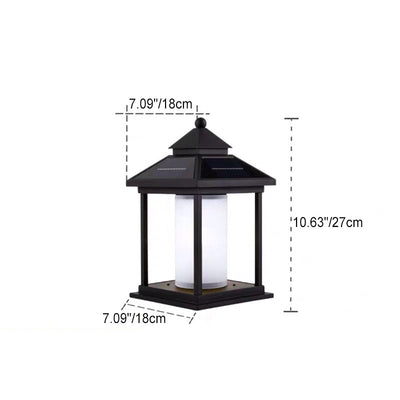 Moderno Minimalista Solar Espiral Cuadrángulo Aluminio Acrílico LED Cabezal de Poste para Patio Exterior 