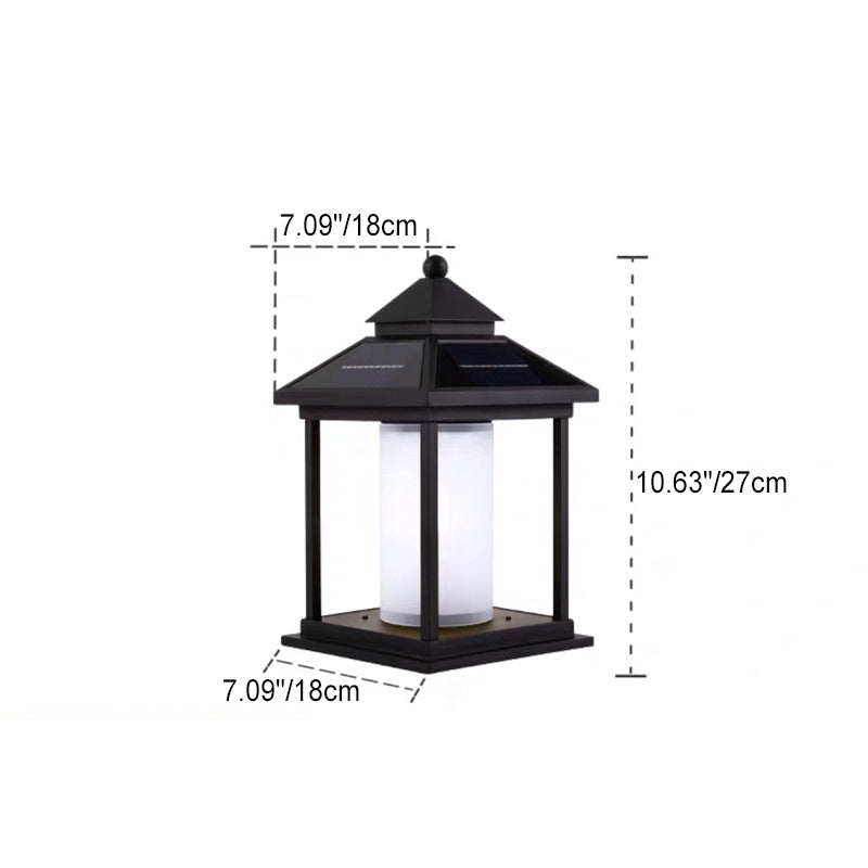 Moderno Minimalista Solar Espiral Cuadrángulo Aluminio Acrílico LED Cabezal de Poste para Patio Exterior 