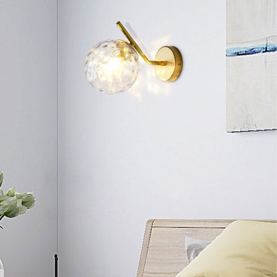 Nordic Minimalist Glass Ball Curve Lamp Arm 1-Light Wall Sconce