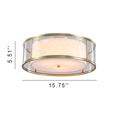 Modern Luxury Acrylic And Fabric Double Layer Cylindrical 3/4-Light Flush Mount Light