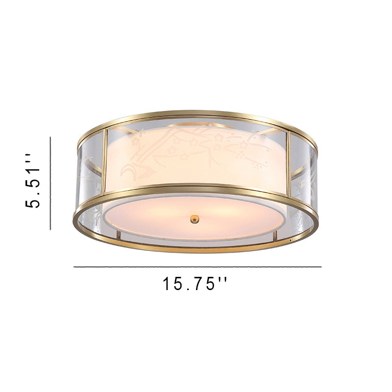 Modern Luxury Acrylic And Fabric Double Layer Cylindrical 3/4-Light Flush Mount Light