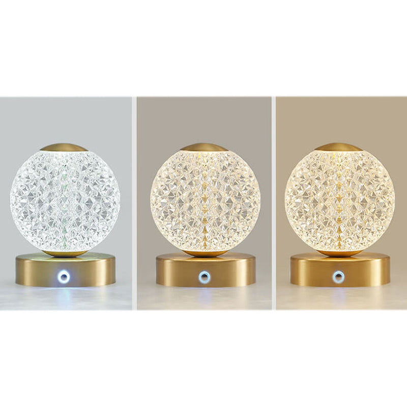 Lampe de Table LED Ronde en Laiton Acrylique Moderne de Luxe 