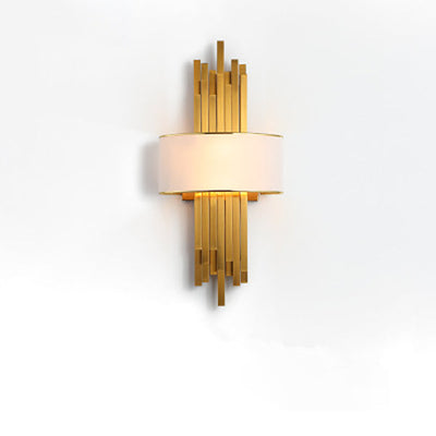 Modern Fabric Hardware Column 2-Light  Wall Sconce Lamp