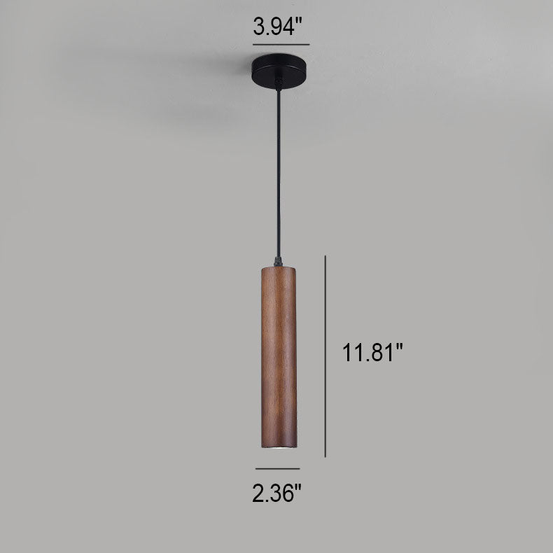 Lustre à LED cylindrique en bois minimaliste moderne 